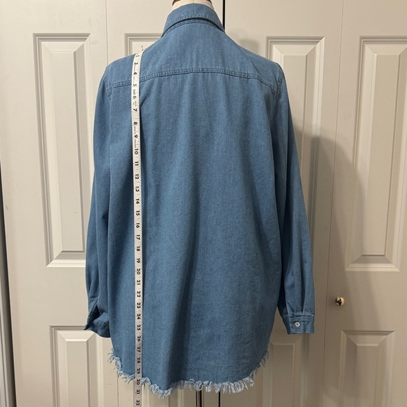 Blue Denim Button-Up Shirt Jacket - Picture 6 of 10